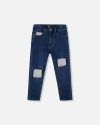 Deux Par Deux Kids'  French Terry Pants With Contrasting Patch In Blue