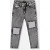 Deux Par Deux Babies'  French Terry Pants With Contrasting Patch In Gray