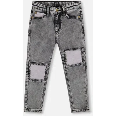 Deux Par Deux Babies'  French Terry Pants With Contrasting Patch In Gray