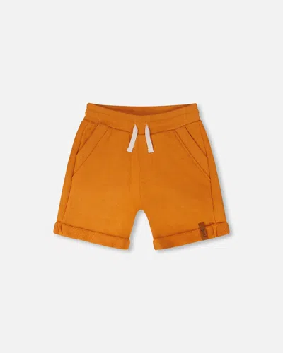 Deux Par Deux Kids'  Elastic Waistband Slant Pockets French Terry Shorts In Brown