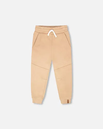 Deux Par Deux Kids'  French Terry Sweatpants With Cross Seams In Brown