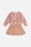Deux Par Deux Bi-material Dress Pink Strawberry Print In Multi