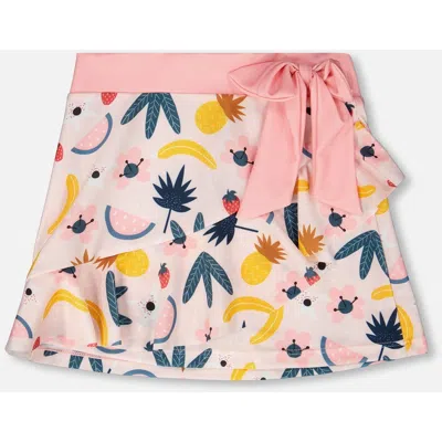 Deux Par Deux Kids'  Fruits Beach Skirt Cover-up In Multi