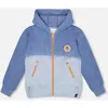 Deux Par Deux Full Zip Hooded Fleece Jacket In Blue