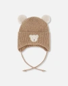 Deux Par Deux Gender Inclusive Lined Winter Knit Hat With Ear Flaps In Brown