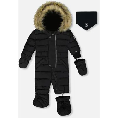 Deux Par Deux Kids'  Gender Inclusive One-piece Original Puffy Snowsuit In Black