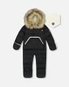 Deux Par Deux Gender Inclusive One-piece Snug Snowsuit Designed For Car Seat In Black