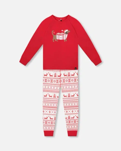 Deux Par Deux Kids'  Gender Inclusive Organic Cotton Two-piece Pajama Set In Red