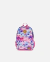Deux Par Deux Girl's Backpack Butterflies On Multicolored And Vibrant Pink Background In Multicolored And Vibrant Pink