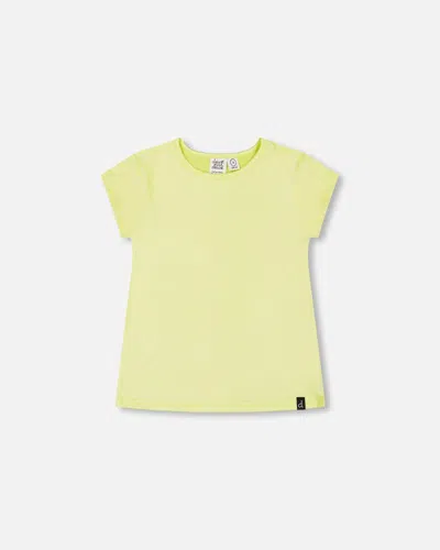 Deux Par Deux Kids' Girl's Bright Shiny Rib T-shirt Lime