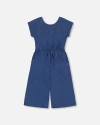 Deux Par Deux Little Girl's Chambray Jumpsuit Navy Blue In Navy Blue