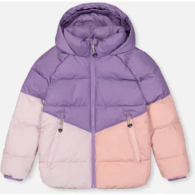 Deux Par Deux Kids' Color-block Winter Jacket Violet In Multi