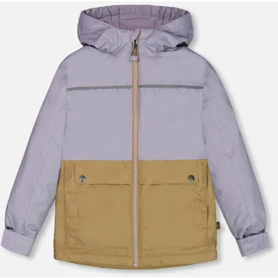 Deux Par Deux Kids'  Girl's Colorblock Mid-season Jacket Lilac And Taupe