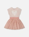 Deux Par Deux Girls' Crinkle Dress With Applique Light - Big Kid In Light Old Pink