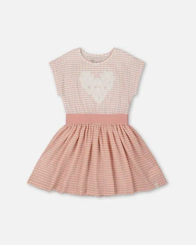 Deux Par Deux Girls' Crinkle Dress With Applique Light - Big Kid In Light Old Pink