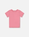 Deux Par Deux Little Girl's Crinkle Short Sleeve Top Candy Pink In Candy Pink