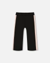 Deux Par Deux Girls' Cropped Wide Leg Pant With Contrast Band - Big Kid In Anthracite