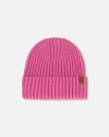 Deux Par Deux Girl's Cuffed Knit Hat Vibrant Pink In Vibrant Pink