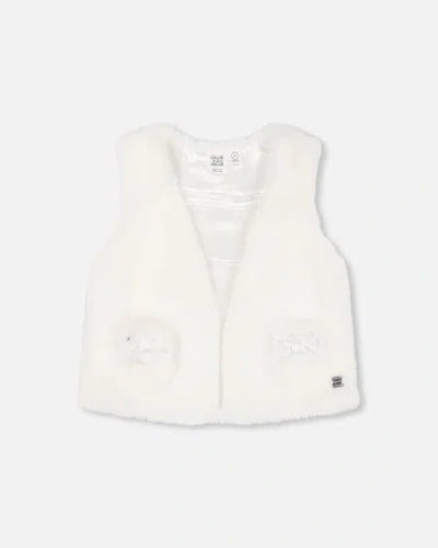 DEUX PAR DEUX DEUX PAR DEUX GIRL'S FAUX FUR VEST OFF WHITE