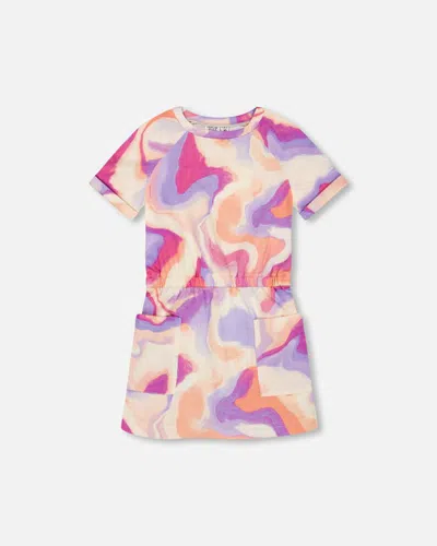 Deux Par Deux Kids' Girl's French Terry Dress Multico Swirl Print