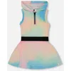 Deux Par Deux Girls' Hooded Dress With Elastic Waist - Big Kid In Multicolored Tie Dye