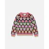 DEUX PAR DEUX DEUX PAR DEUX GIRL'S JACQUARD HEARTS SWEATER MULTICOLOR