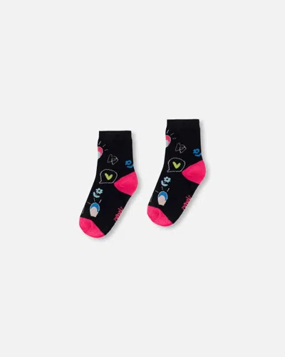 Deux Par Deux Kids' Girl's Jacquard Socks Black