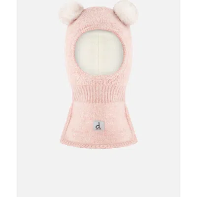 Deux Par Deux Kids'  Girl Knit Bear Ear Fleece Lined Balaclava In Pink