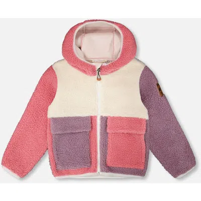 Deux Par Deux Babies'  Girl Long Sleeve Fleece Jacket In Multi