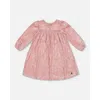 Deux Par Deux Girl's Long Sleeve Velvet Dress With Frills Light Pink In Silver Pink