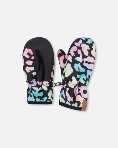 Deux Par Deux Kids'  Girl Mid-season Mittens Animal In Black