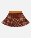 Deux Par Deux Girl's Milano Skirt Plaid Magenta And Brown In Pink & Brown Plaid