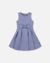 Deux Par Deux Little Girl's Neoprene Bow Dress Old Blue In Old Blue