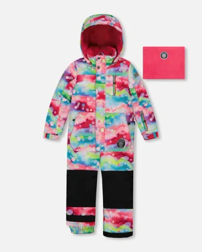 Deux Par Deux Kids'  Girl's One Piece Snowsuit Printed Multicolor Bubbles In Printed Bubbles