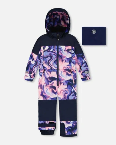 Deux Par Deux Kids'  Girl One-piece Teknik Snowsuit In Blue