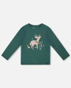 Deux Par Deux Girl Organic Cotton Long Sleeve T-shirt In Green