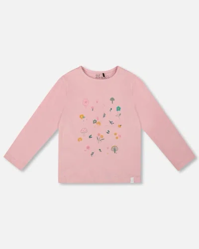 Deux Par Deux Kids'  Girl Organic Cotton Long Sleeve T-shirt In Pink