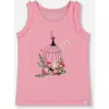 Deux Par Deux Girl's Organic Cotton Tank With Frills Candy Pink In Candy Pink