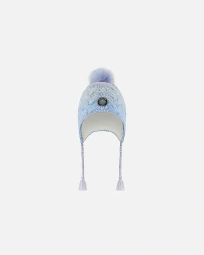 Deux Par Deux Kids'  Girl's Peruvian Knit Hat Air Blue And Light Pink In Gradient Stripes