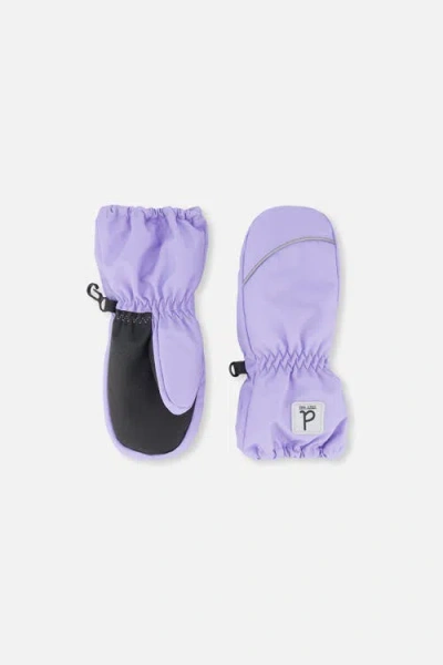 Deux Par Deux Babies'  Girl Play Waterproof Grip Rubberized Winter Mittens In Purple