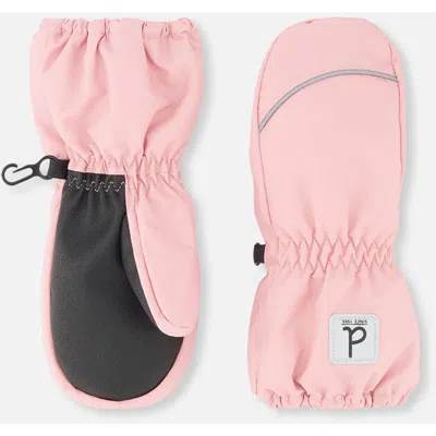 Deux Par Deux Babies'  Girl Play Waterproof Rubberized Palm Winter Mittens In Pink