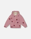 Deux Par Deux Girl's Plush Hoodie Mauve With Crown Pattern In Mauve Shadows