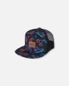 Deux Par Deux Girl's Printed Cap Black And Blue And Pink Items In Black And Blue And Pink Items