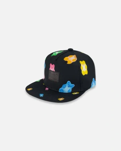 Deux Par Deux Kids'  Girl's Printed Cap Black And Multicolored Gummies