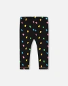 Deux Par Deux Girl's Printed Capri Legging Black And Multicolored Gummies In Black And Multicolored Gummies