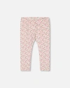 Deux Par Deux Girl's Printed Capri Legging Small Flowers On Cream Background In Small Flowers On Cream