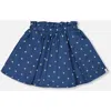 Deux Par Deux Girl's Printed Chambray Skort Blue And White Cherries In Navy Blue And White Hearts