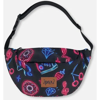 Deux Par Deux Kids'  Girl's Printed Fanny Pack Black And Blue And Pink Items