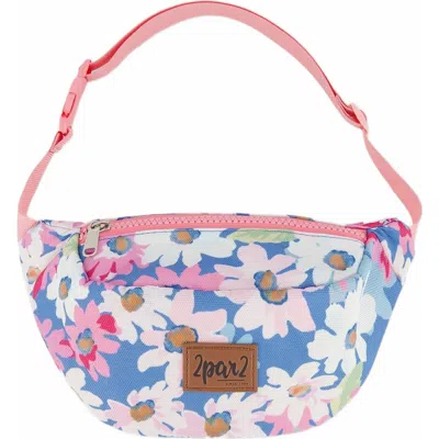 Deux Par Deux Kids'  Girl's Printed Fanny Pack White, Pink, And Green Flowers In Multi