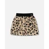 Deux Par Deux Girl's Printed Faux Fur Skirt Leopard In Printed Hearts